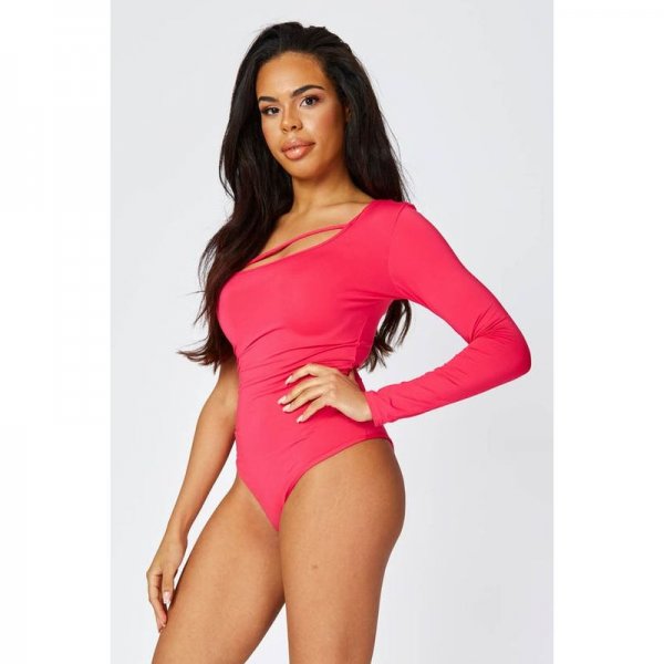 Pink One Shoulder Bodysuit