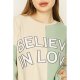 Pearl-Washed Sage Believe In Love Colour Block Sweat