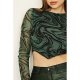 Green Marble Mesh Hanky Hem Top