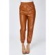 Brown Faux Leather Cuffed Trousers