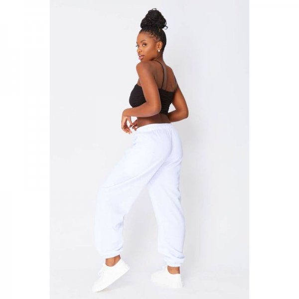 White Basic Cuffed Joggers