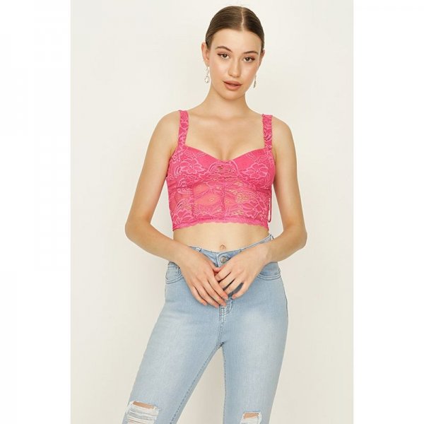 Vivid Pink Crochet Lace Bralet