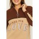 Cocoa-Sahara All For Love Oversized Zip Neck Sweat